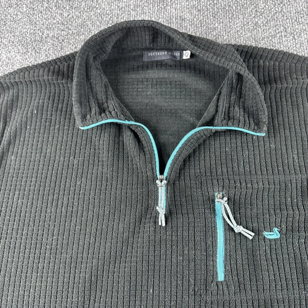 Southern Marsh Pullover Mens Medium FieldTec Quarter Zip Waffle Fleece Black